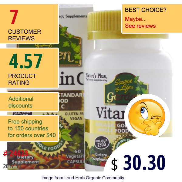 Natures Plus, Source Of Life, Garden, Vitamin C,  60 Veggie Caps