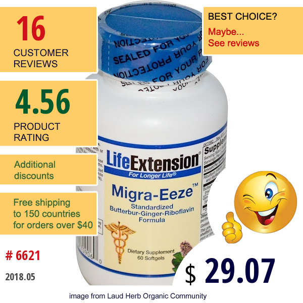 Life Extension, Migra-Eeze, 60 Softgels