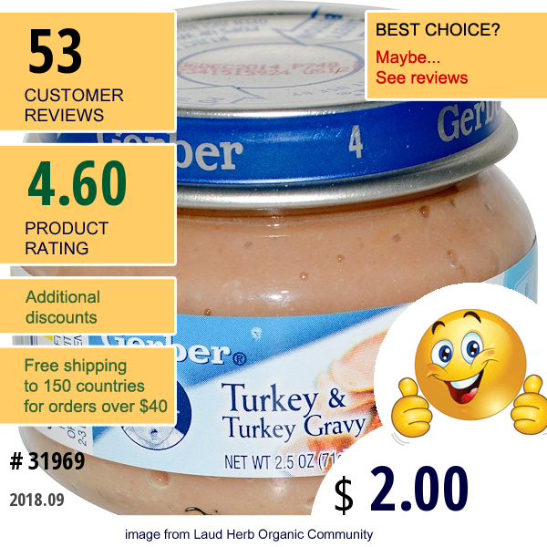 Gerber, 2Nd Foods, Turkey & Turkey Gravy, Sitter, 2.5 Oz (71 G)  