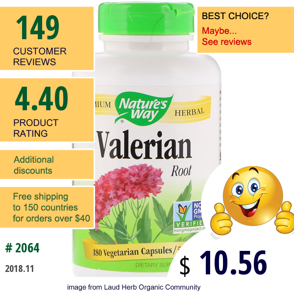 Natures Way, Valerian Root, 530 Mg, 180 Vegetarian Capsules