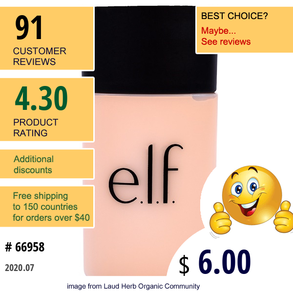 E.l.f., Acne Fighting Foundation Porcelain , 1.21 Fl Oz (36 Ml)  