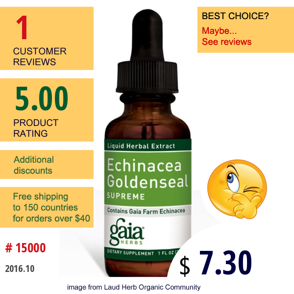 Gaia Herbs, Echinacea Goldenseal, 1 Fl Oz (30 Ml)  