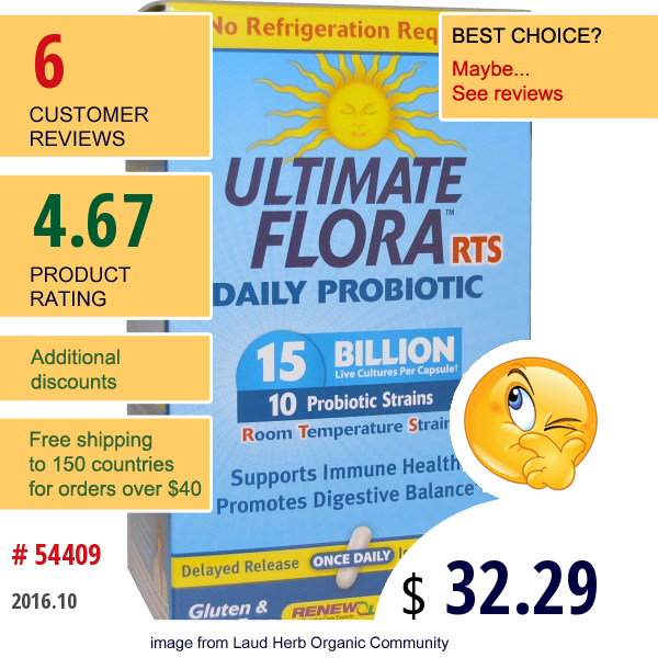 Renew Life, Ultimate Flora, Rts Daily Probiotic, 15 Billion, 60 Veggie Caps