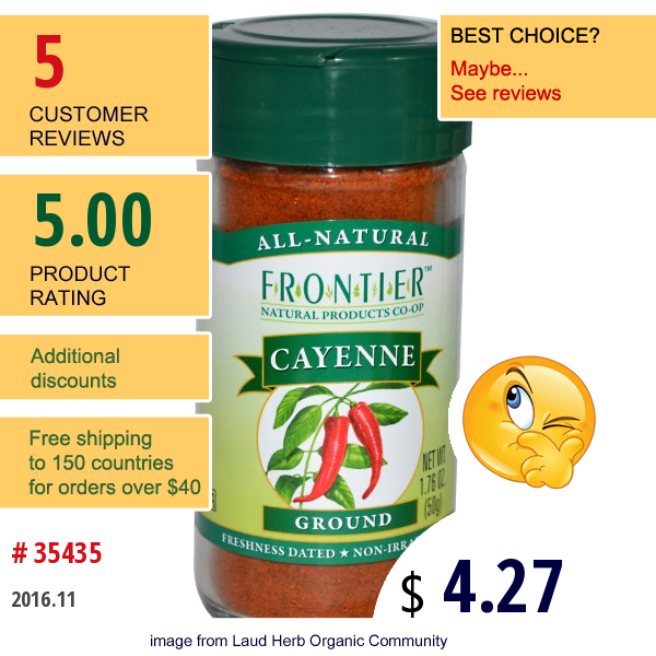 Frontier Natural Products, Cayenne, Ground, 1.76 Oz (50 G)