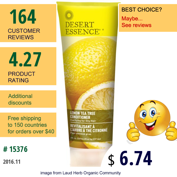 Desert Essence, Lemon Tea Tree Conditioner, 8 Fl Oz (237 Ml)