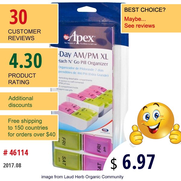 Dng Apex, 7-Day Am/pm Xl, 1 Pill Organizer