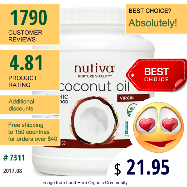 Nutiva, Organic Virgin Coconut Oil, 54 Fl Oz (1.6 L)