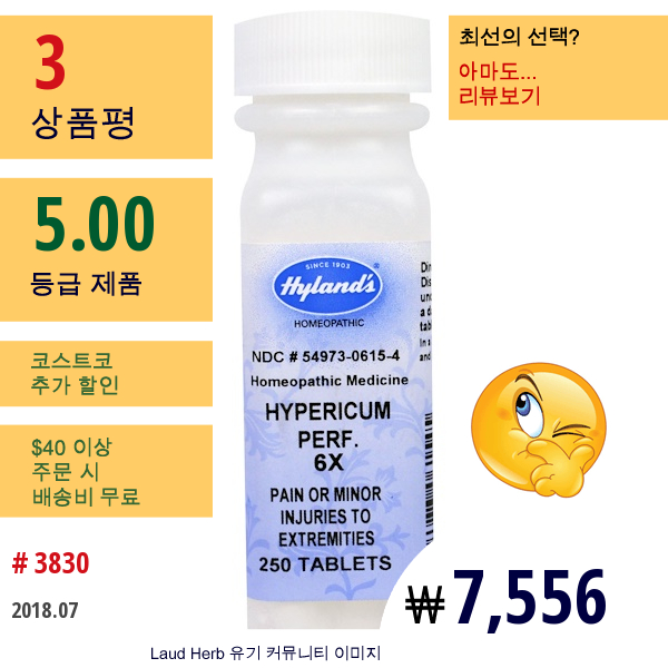 Hylands, 하이페리쿰 페르프. 6X, 신경 손상, 250 정  