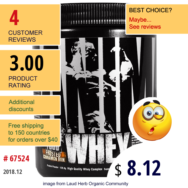 Universal Nutrition, Animal Whey, Muscle Food, Frosted Cinnamon Bun, 129.8 G  