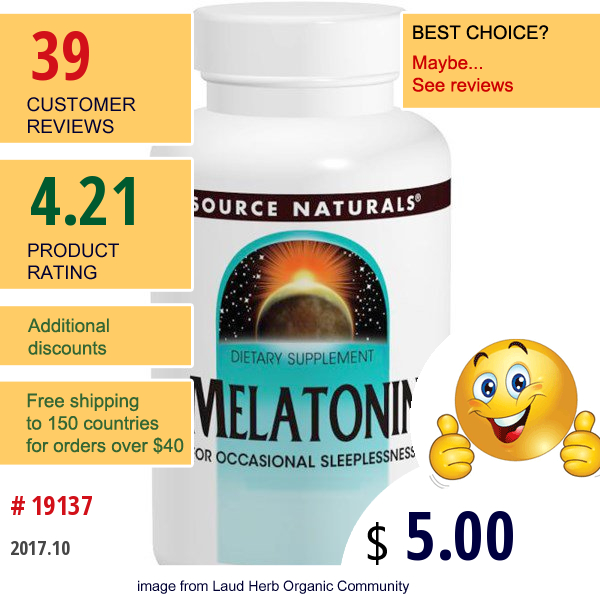 Source Naturals, Melatonin, 2.5 Mg, Peppermint Flavored Sublingual, 60 Tablets