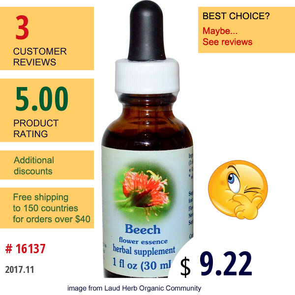 Flower Essence Services, Beech, Flower Essence, 1 Fl Oz (30 Ml)