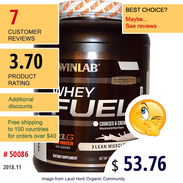Twinlab, Whey Fuel, Cookies & Cream, 5 Lbs (2.27 Kg) Twinlab, Whey Fuel, Cookies & Cream, 5 Lbs (2.27 Kg)