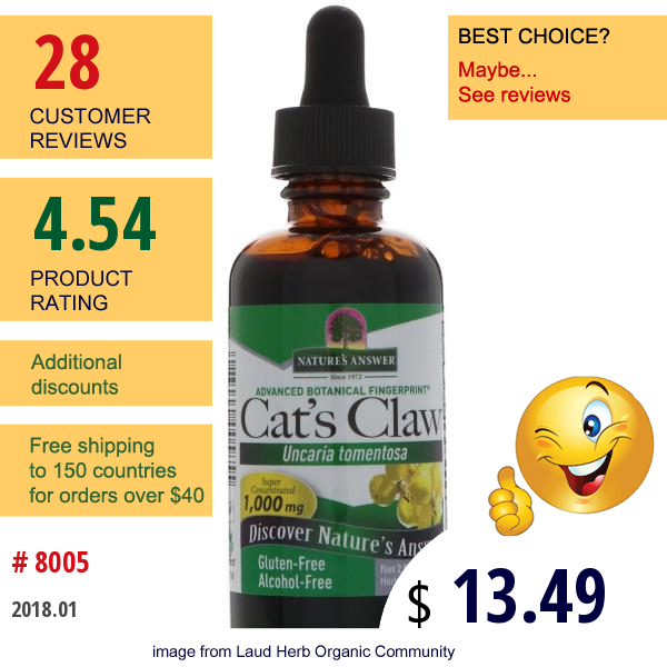 Natures Answer, Cats Claw, 1,000 Mg, 2 Fl Oz (60 Ml)