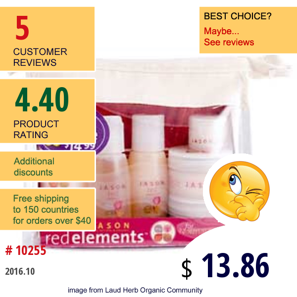 Jason Natural, Red Elements For Normal To Dry Skin Types, Travel Kit, 6 Pc.  