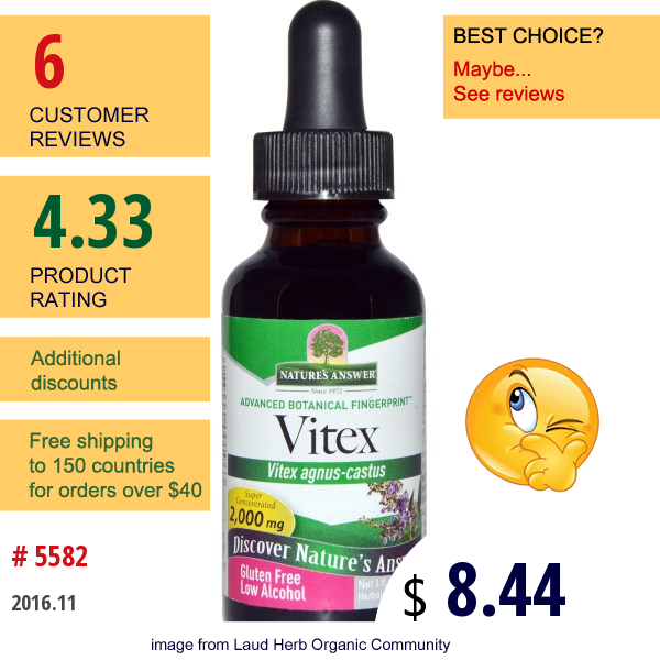 Natures Answer, Vitex, Low Alcohol, 2,000 Mg, 1 Fl Oz (30 Ml)