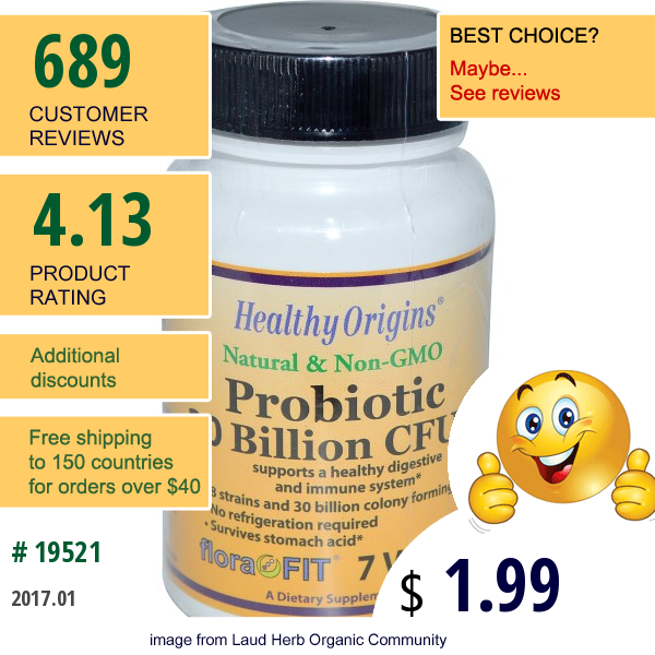 Healthy Origins, Probiotics 30 Billion Cfus, 7 Vcaps