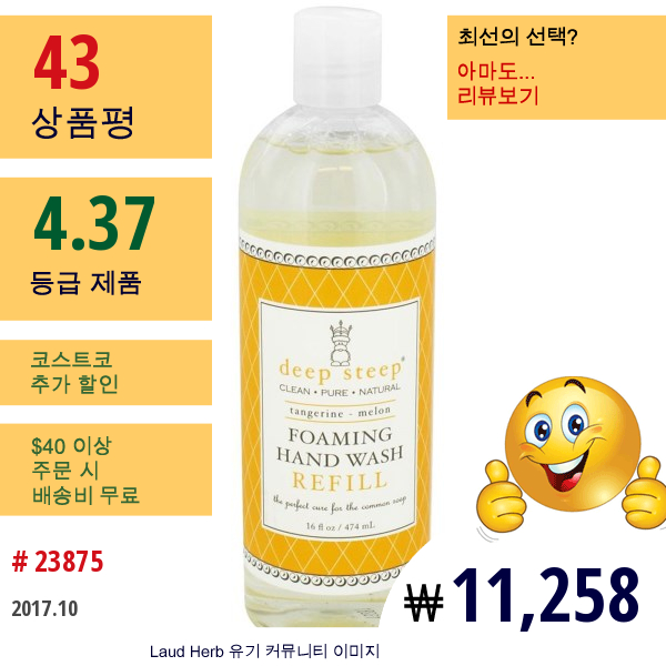 Deep Steep, 포밍 핸드 워시, 탠저린-멜론, 16 Fl Oz (474 Ml)  