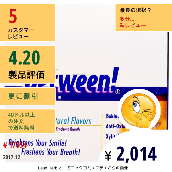 Eco-Dent, ビトウィーン! デンタルガム、砂糖不使用、ウィンターグリーン、12 袋、1袋につき 12 個入り  