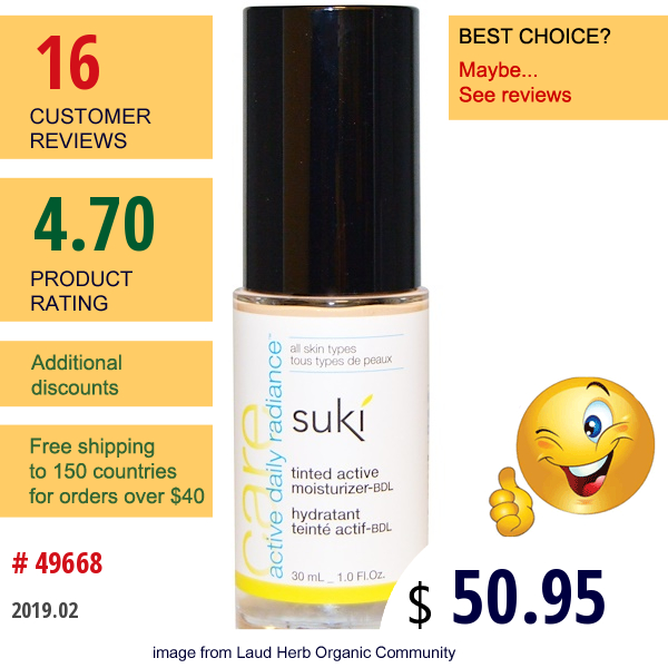 Suki , Care Active Daily Radiance, Tinted Active Moisturizer-Bdl, Porcelain, 1.0 Fl Oz (30 Ml)  