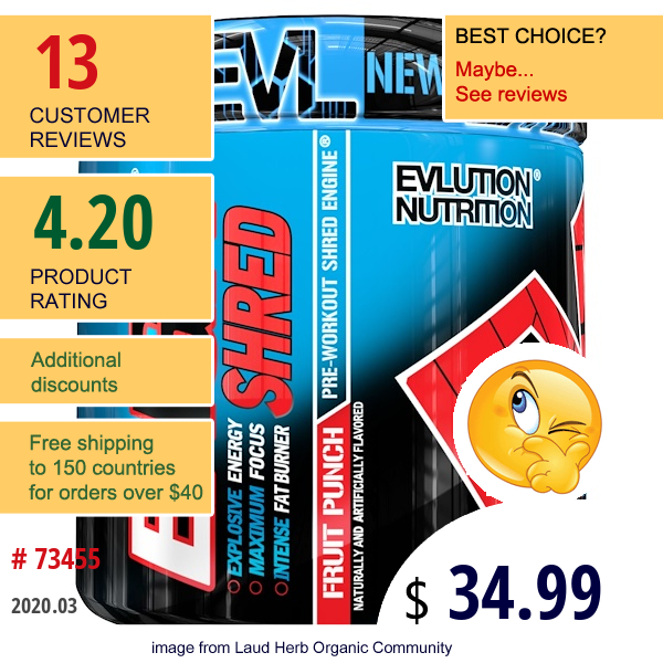 Evlution Nutrition, Engn Shred, Pre-Workout Shred Engine, Fruit Punch, 8.4 Oz (237 G)