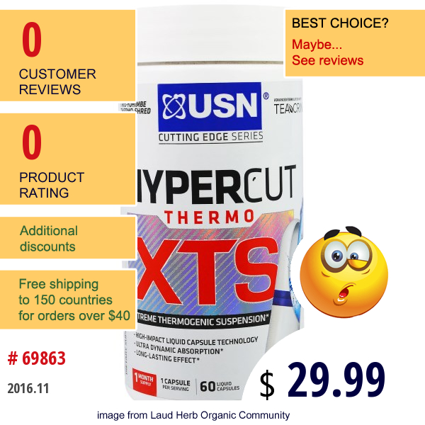 Usn, Hypercut Thermo Xts, 60 Liquid Capsules