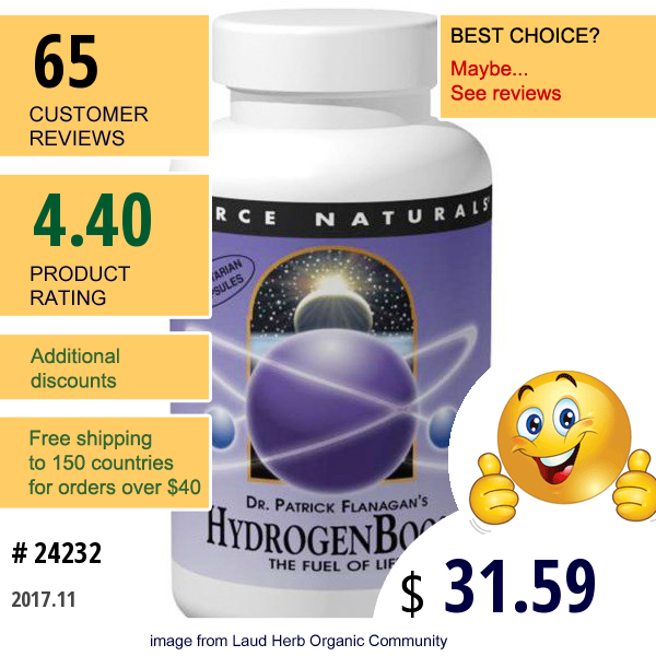 Source Naturals, Dr. Patrick Flanagans, Hydrogen Boost, 500 Mg, 60 Capsules  