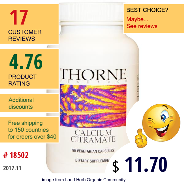 Thorne Research, Calcium Citramate, 90 Vegetarian Capsules  