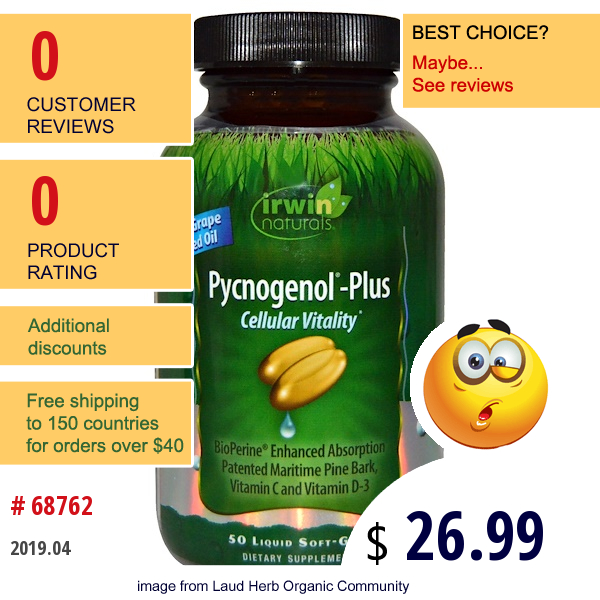 Irwin Naturals, Pycnogenol-Plus, 50 Liquid Soft-Gels  