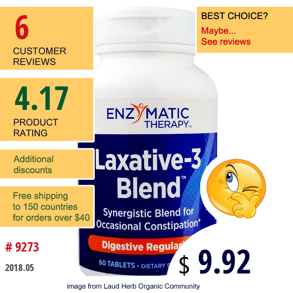 Enzymatic Therapy, Laxative-3 Blend, Digestive Regulatory, 60 Tablets  