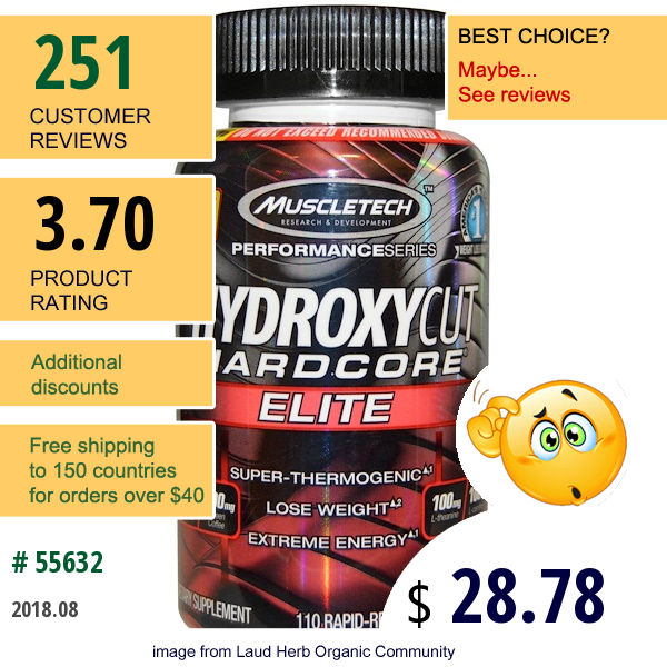 Hydroxycut, Performance Series, Hydroxycut Hardcore, Elite, 110 Rapid-Release Thermo Caps