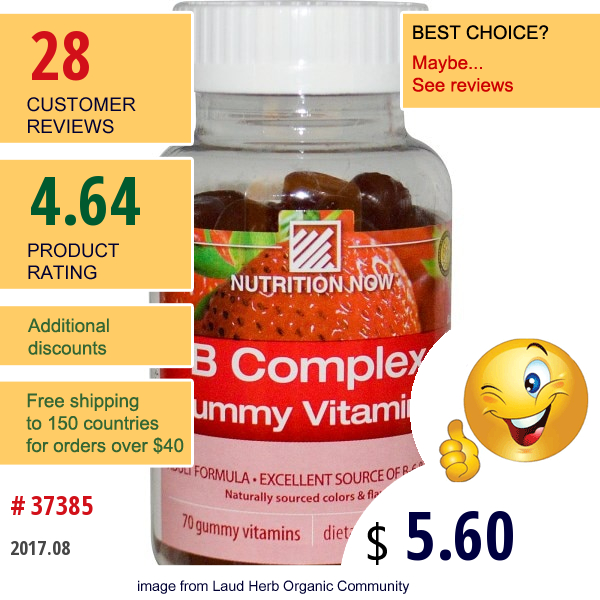 Nutrition Now, B Complex, Gummy Vitamins, Strawberry, 70 Gummy Vitamins  