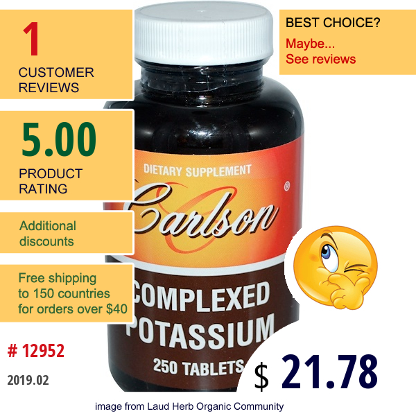 Carlson Labs, Complexed Potassium, 250 Tablets  
