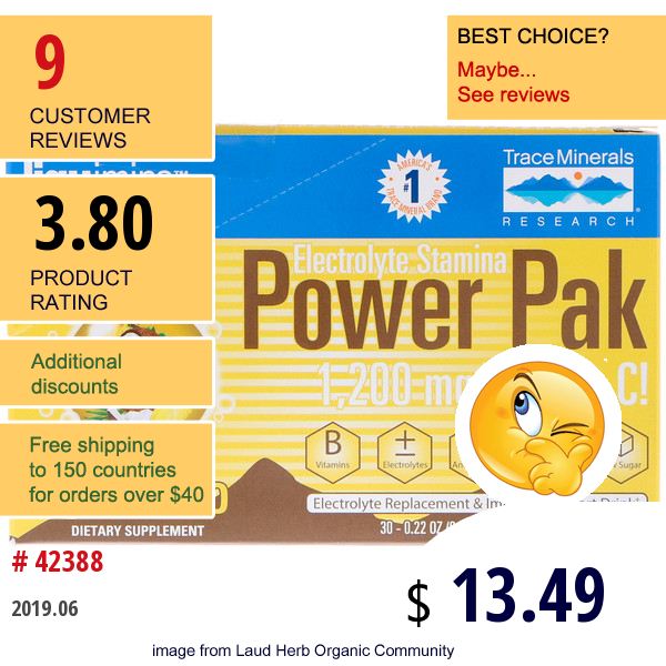 Trace Minerals Research, Electrolyte Stamina, Power Pak, Pineapple Coconut, 1200 Mg, 30 Packets, 0.22 Oz (6.1 G) Each