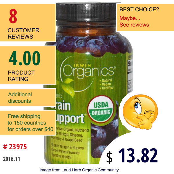 Irwin Naturals, Organics, Brain Support, 60 Tablets