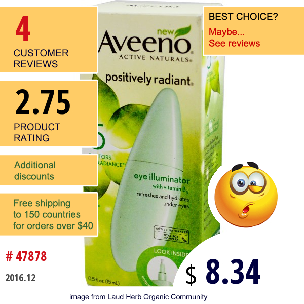 Aveeno, Active Naturals, Positively Radiant, Eye Illuminator, 0.5 Fl Oz (15 Ml)  