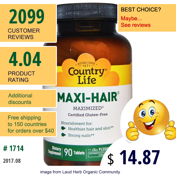 Country Life, Maxi-Hair, 90 Tablets