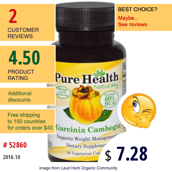 Pure Health, Garcinia Cambogia, 30 Veggie Caps  