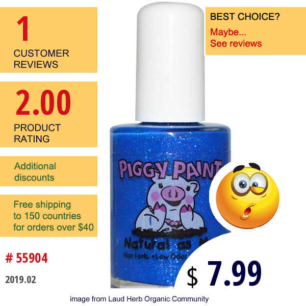 Piggy Paint, Nail Polish, Spankn Blue, 0.5 Fl Oz (15 Ml)  