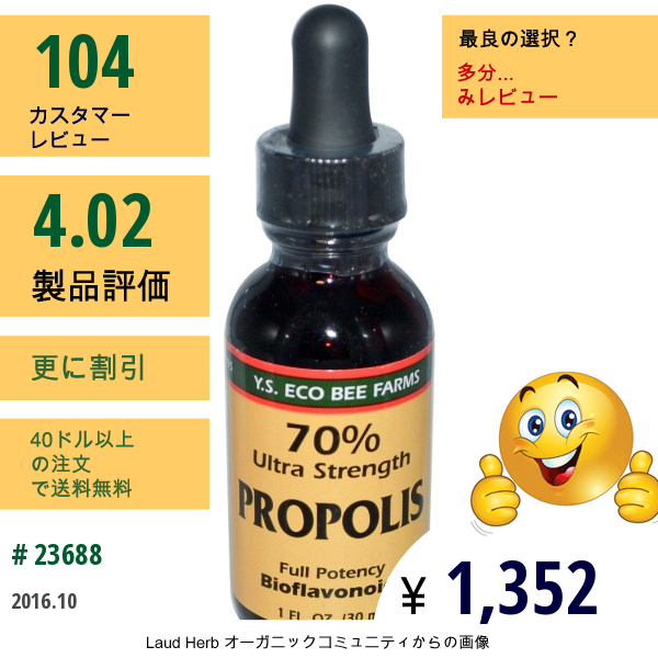 Y.s. Eco Bee Farms, プロポリス, 70%超高強度, 1液量オンス (30 Ml)