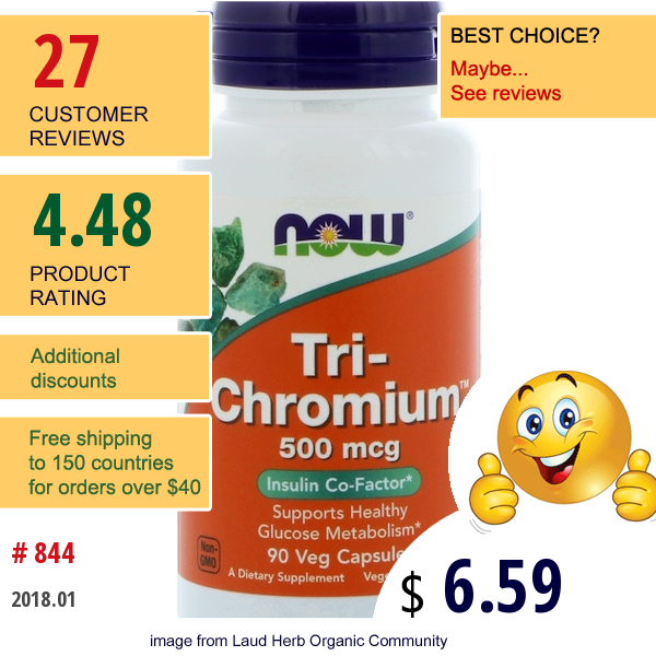 Now Foods, Tri-Chromium, 500 Mcg, 90 Veg Capsules