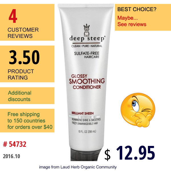 Deep Steep, Glossy Smoothing Shampoo, Brilliant Sheen, 10 Fl Oz (295 Ml)