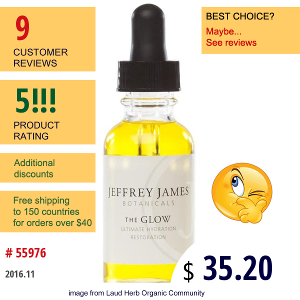 Jeffrey James Botanicals, The Glow, Facial Oil, 1.0 Oz (29 Ml)