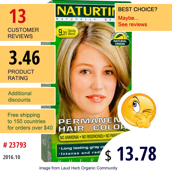 Naturtint, Permanent Hair Colorant, 9.31 Sandy Blonde, 5.28 Fl Oz (150 Ml)