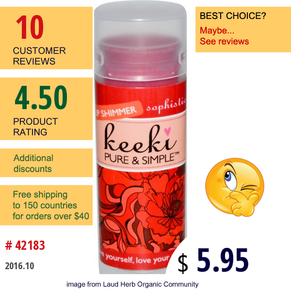 Keeki Pure & Simple, Lip Shimmer, Sophisticated, 0.15 Oz  