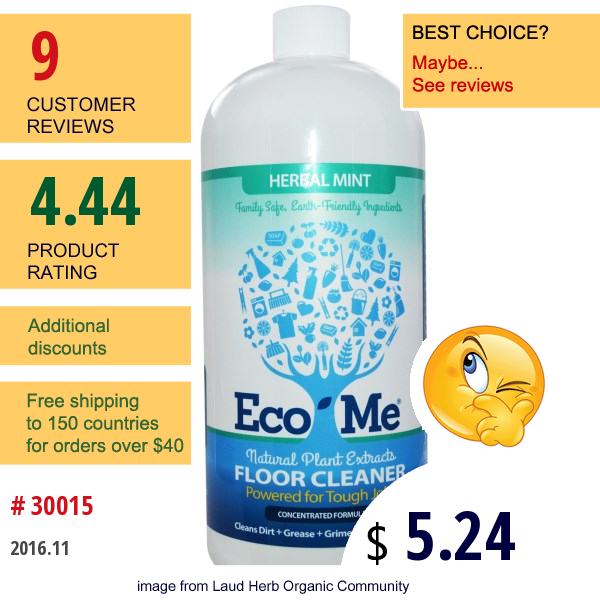 Eco-Me, Inc., Floor Cleaner, Herbal Mint, 32 Fl Oz (946 Ml)  