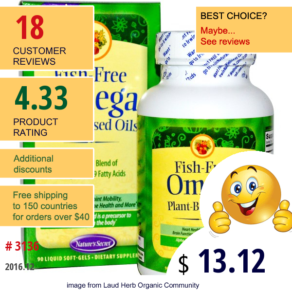 Natures Secret, Omega Plant-Based Oils, Fish-Free, 90 Liquid Soft-Gels  