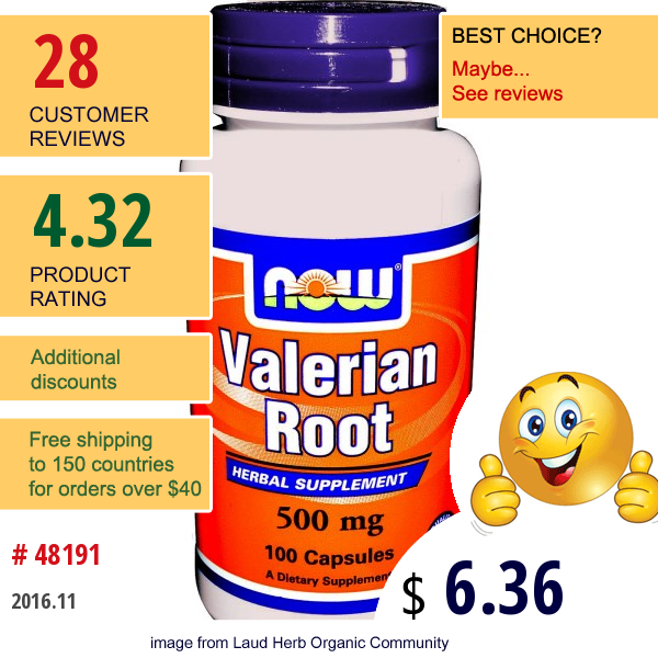 Now Foods, Valerian Root, 500 Mg, 100 Capsules