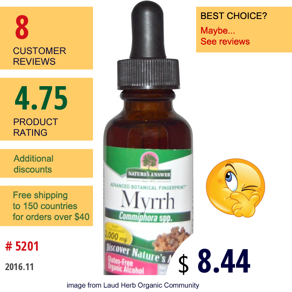 Natures Answer, Myrrh, Organic Alcohol, 2,000 Mg, 1 Fl Oz (30 Ml)