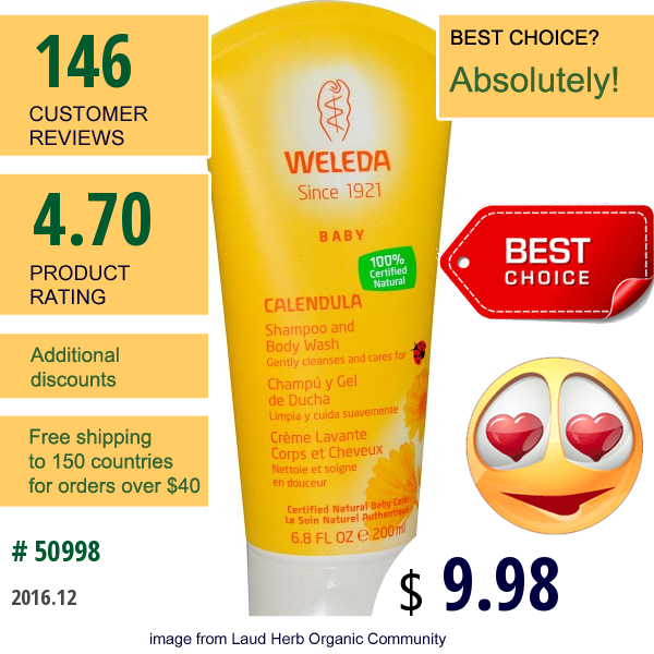 Weleda, Calendula, Baby Shampoo And Body Wash, 6.8 Fl Oz (200 Ml)