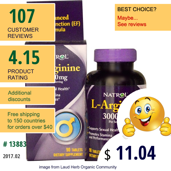 Natrol, L-Arginine, 3000 Mg, 90 Tablets